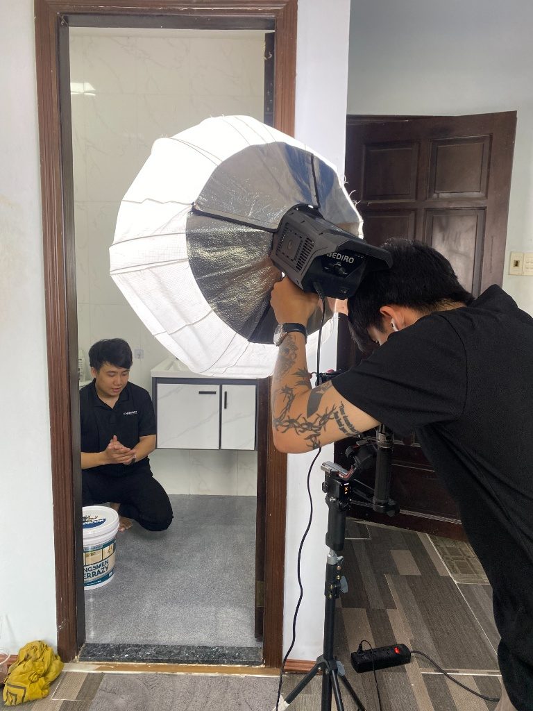 Hậu trường sản xuất nội dung tại công trình khách hàng